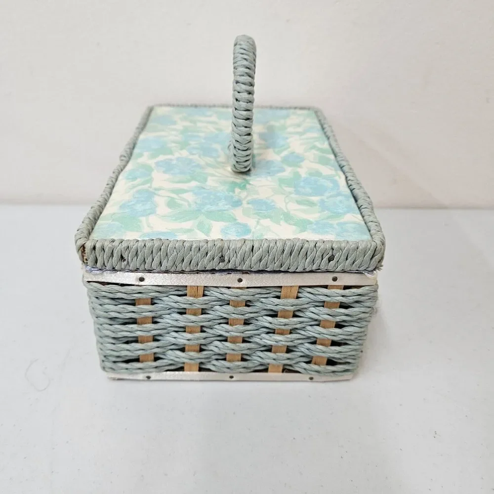 Vintage DRITZ Woven‎ Wicker Sewing Basket - Made In Japan